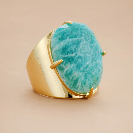 Bague en Amazonite Pour Harmonie Apaisante et Vérité Intérieure