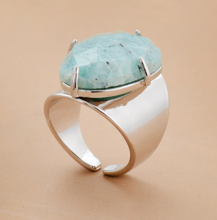 Bague en Amazonite Pour Harmonie Apaisante et Vérité Intérieure