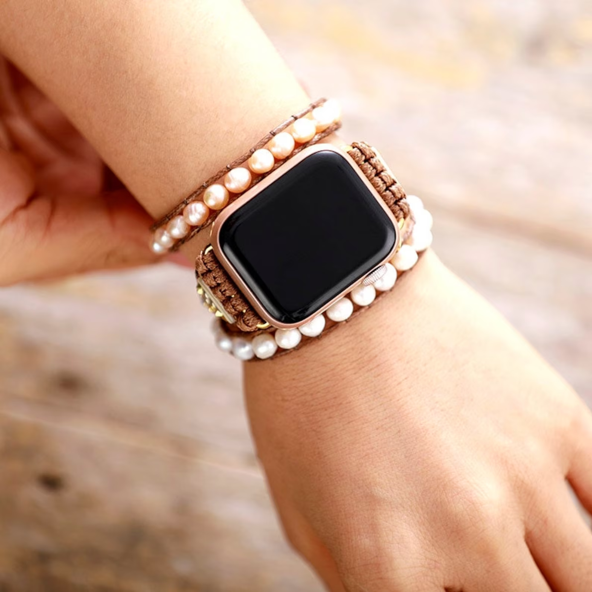 Bracelet Gracieux Fitbit Versa 3 &quot;Perles d&#39;Eau Douce&quot;