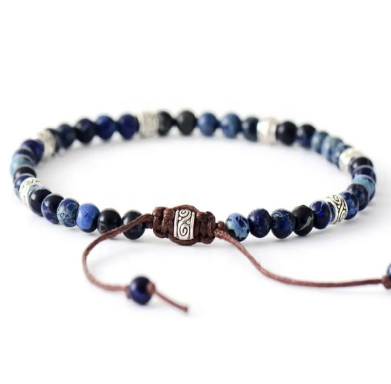 Bracelet d&#39;Élégance en Jaspe Bleu Foncé