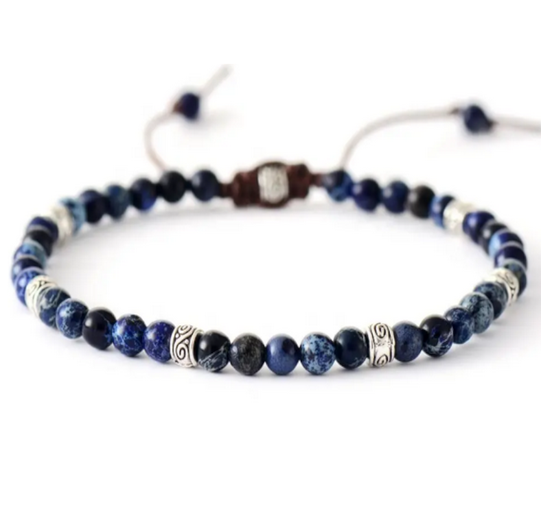 Bracelet d&#39;Élégance en Jaspe Bleu Foncé