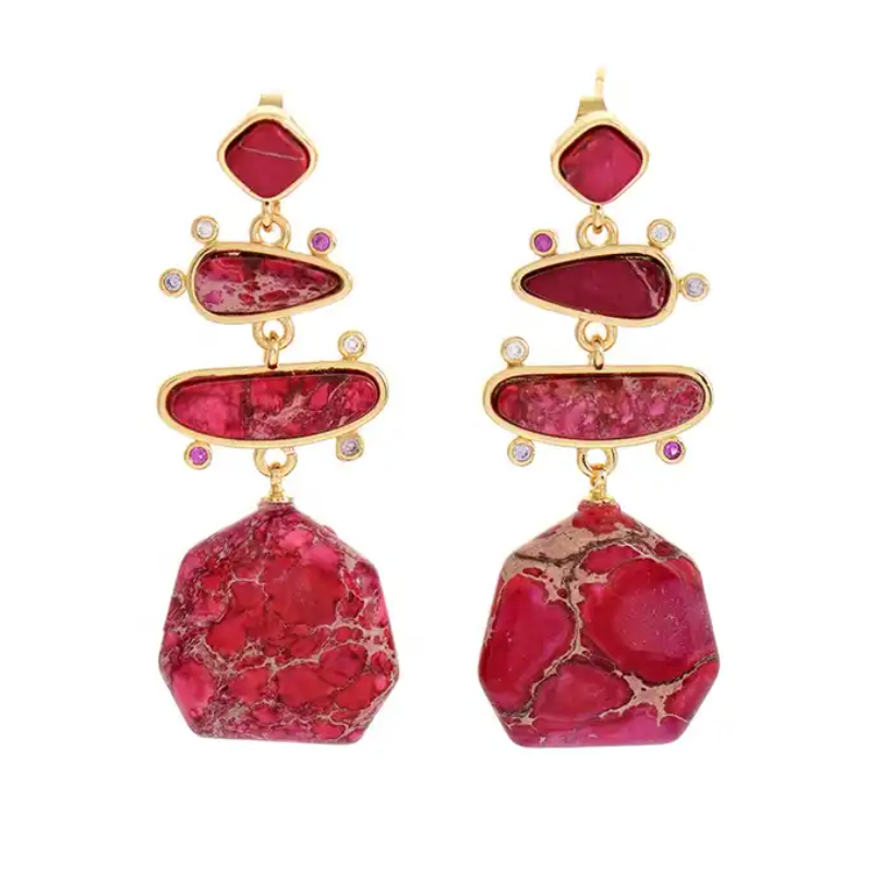 Boucles d&#39;Oreilles &quot;Énergie du Jaspe Empereur Rouge&quot;