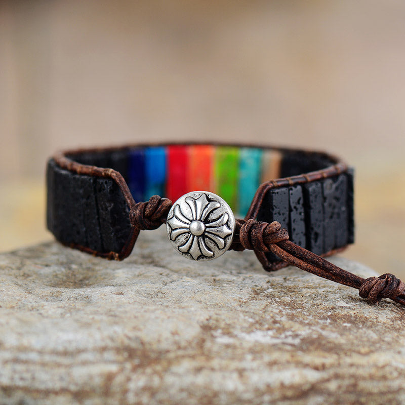 Bracelet en Obsidienne et Jaspe Pour Protection et Equilibre Energétique