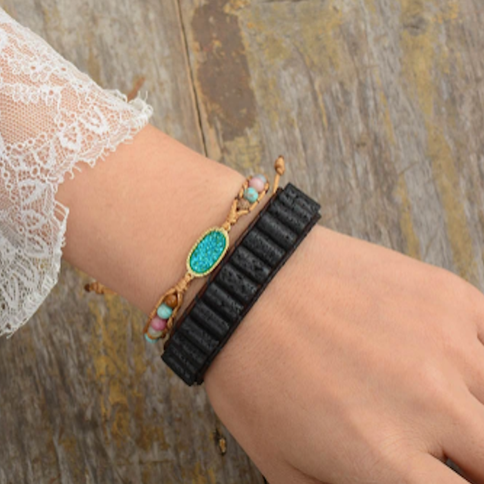 Bracelet Mixte en Pierre de Lave | Énergie Vitale pour une Connexion à la Terre