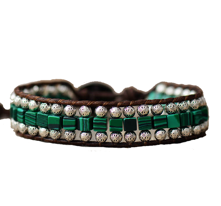 Bracelet en Malachite Pour Evolution et Harmonie Intérieure