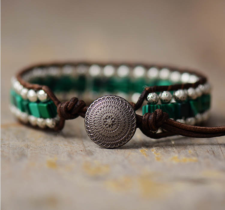 Bracelet en Malachite Pour Evolution et Harmonie Intérieure