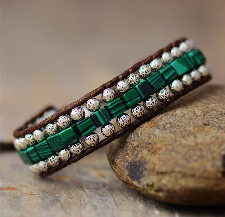 Bracelet en Malachite Pour Evolution et Harmonie Intérieure