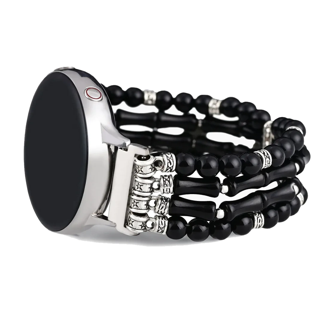 Bracelet Extensible Clair de Lune en Agate Pour Samsung Galaxy ou Garmin