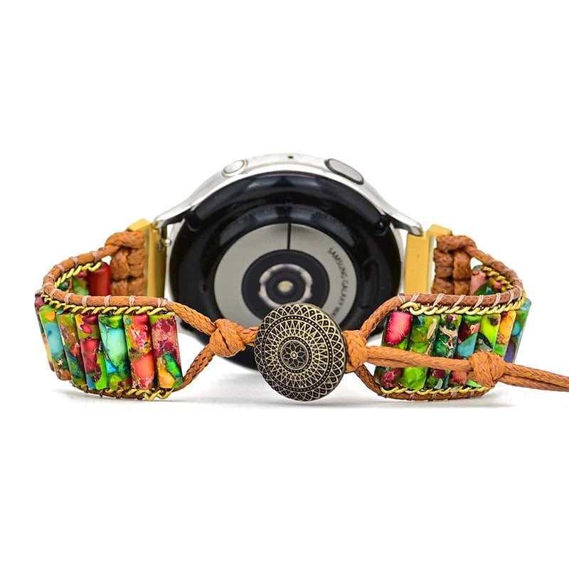 Bracelet de Montre Jaspe de la Forêt Tropicale pour Samsung Galaxy ou Garmin