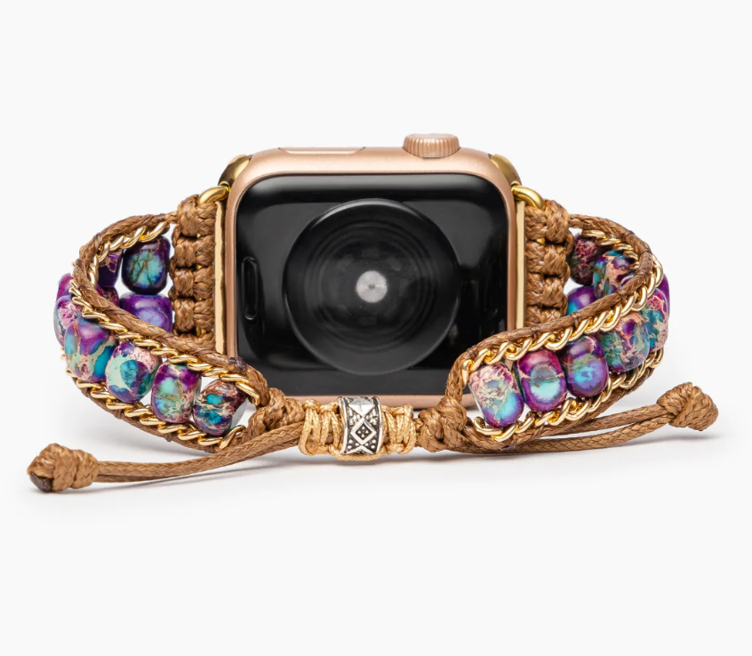 Bracelet pour Apple Watch en Jaspe &quot;Clair de Lune&quot; | Pour Protection